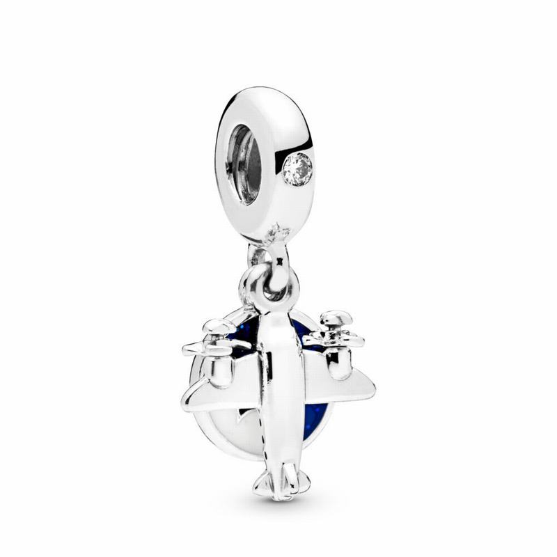 Pandora Propeller Plane Dangle Charm - Sterling Silver/Enamel/Blue/Cubic Zirconia - Canada | XL4052F